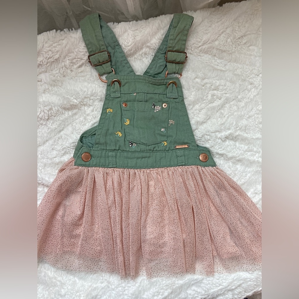 Tahari army green and pink tutu jumper, size 18 months.